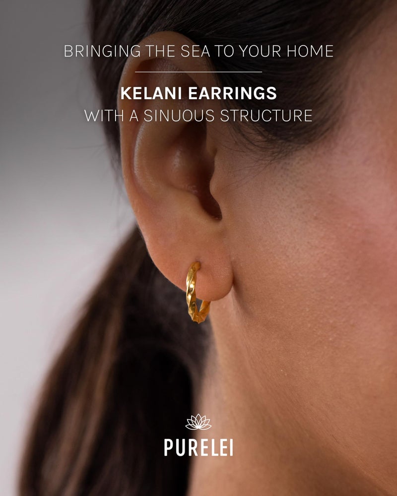 PURELEIÂ® Kelani Hoop Earrings (gold) â€“ 18K Gold plated stainless steel jewelry â€“ Water-resistant earrings for women â€“ 0,59 inch diameter â€“ Fashion jewelry for your individual look - Image 2